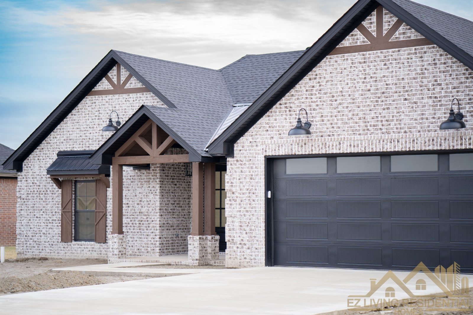 Completed custom brick home built by EZ Living Residential Homes